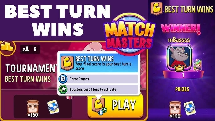 Match Masters tournament lobby showing two active tournaments with different entry costs and prize pools