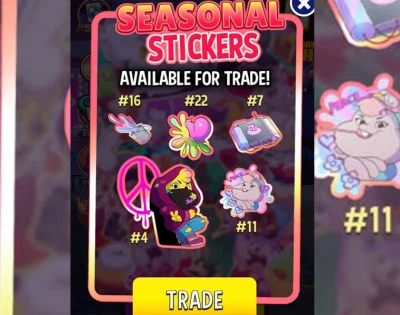 Seasonal sticker trading Match Masters