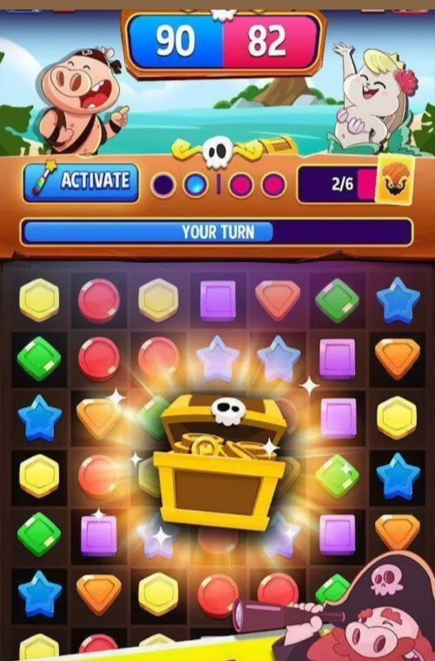 Two players facing off in a Match Masters match