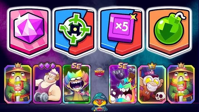 Match Masters booster select screen showing available boosters with rewards