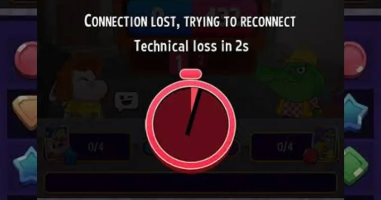 Match Masters game screen showing connection lost error popup mid-match with a retry button