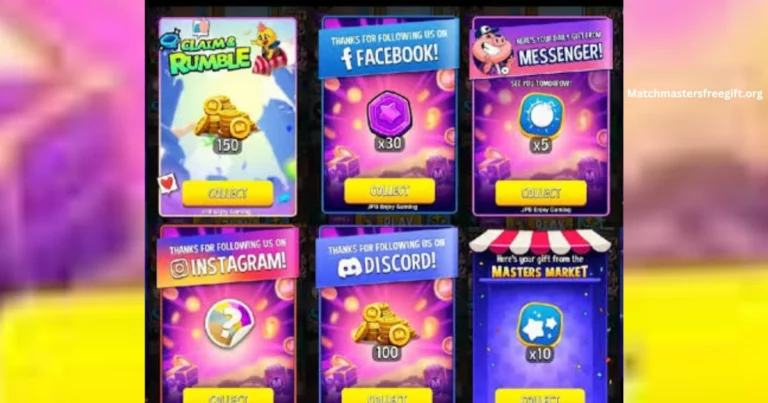 Match Masters gift collection popup showing coins and a Silver booster reward with Collect button after tapping an official Candivore gift link